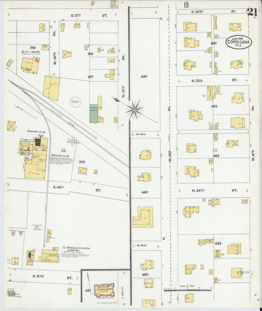 Sanborn Fire Insurance Map from Corsicana, Navarro County, Texas (1905), Sheet #0021 - Historic Sanborn Fire Insurance Map Print, vintage old map wall art, antique decor, genealogy gift, Texas Texas map