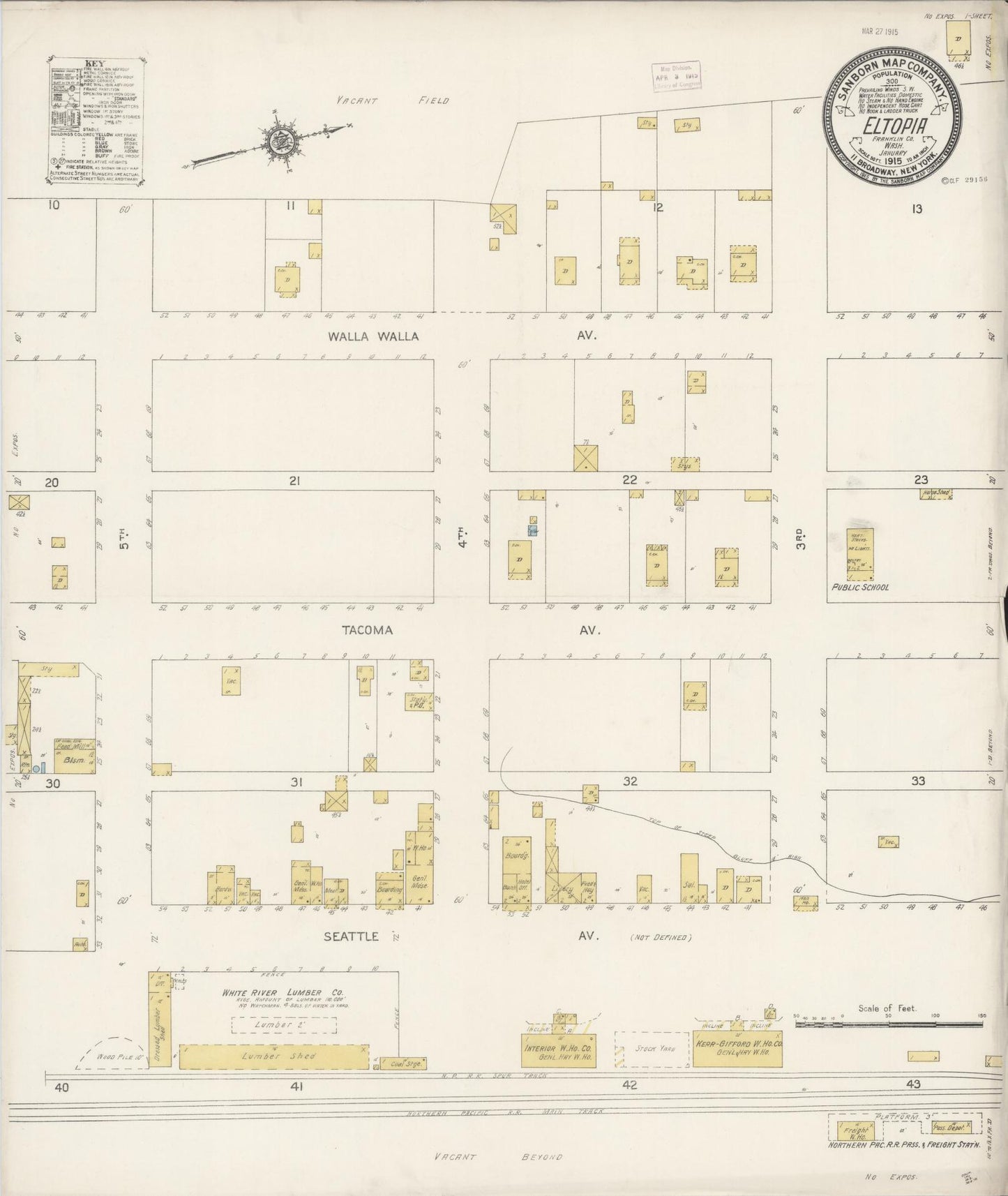 Sanborn Fire Insurance Map from Eltopia, Franklin County, Washington (1915), Sheet #0001 - Historic Sanborn Fire Insurance Map Print, vintage old map wall art, antique decor, genealogy gift, Washington Washington map