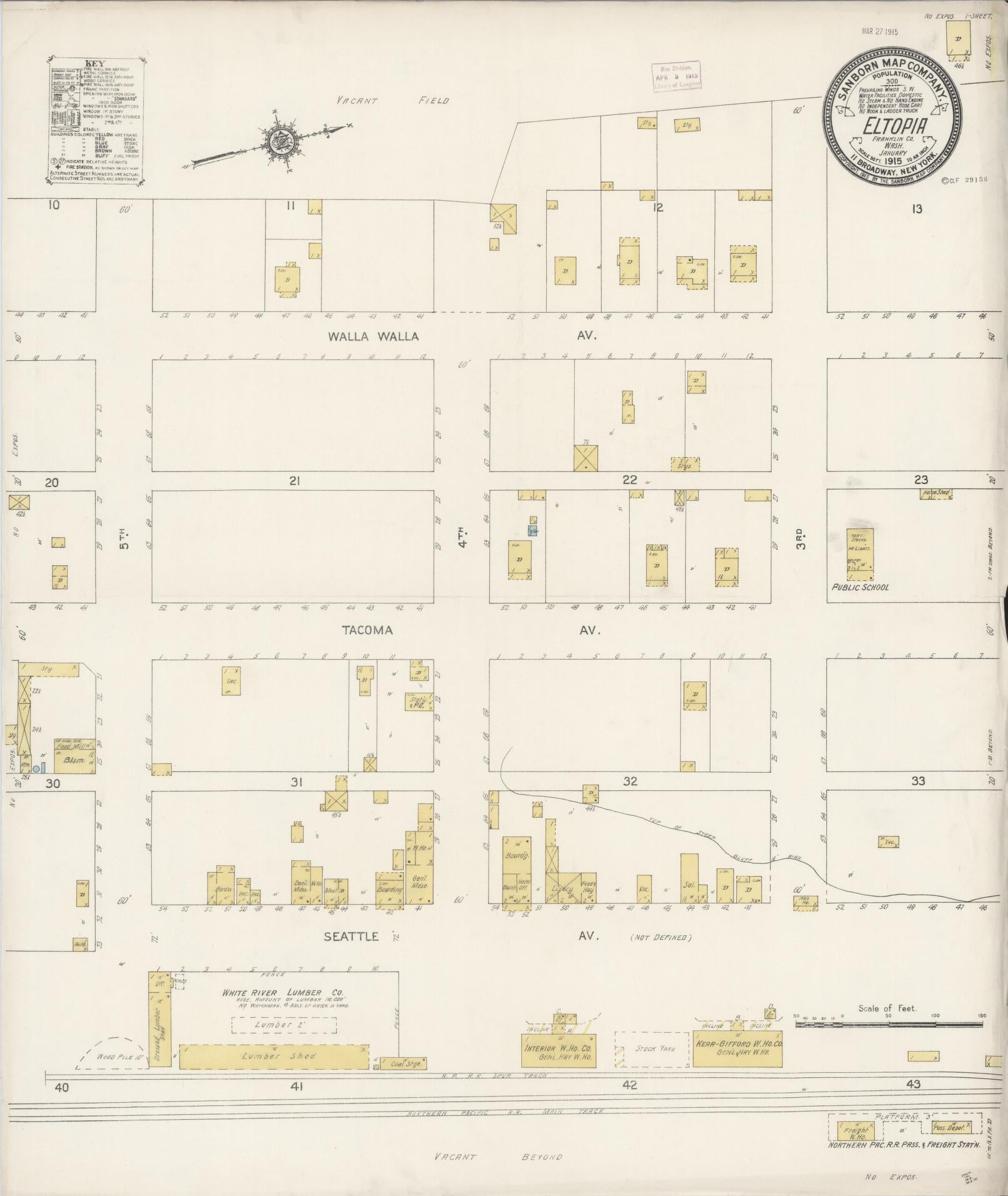 Sanborn Fire Insurance Map from Eltopia, Franklin County, Washington (1915), Sheet #0001 - Historic Sanborn Fire Insurance Map Print, vintage old map wall art, antique decor, genealogy gift, Washington Washington map