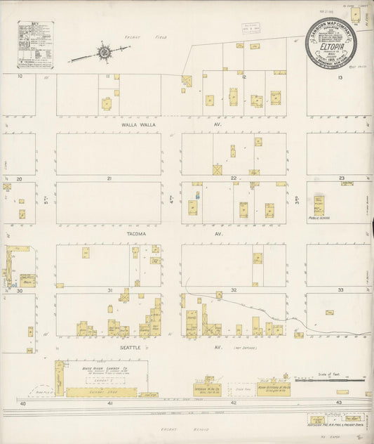 Sanborn Fire Insurance Map from Eltopia, Franklin County, Washington (1915), Sheet #0001 - Historic Sanborn Fire Insurance Map Print, vintage old map wall art, antique decor, genealogy gift, Washington Washington map