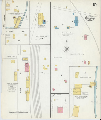 Sanborn Fire Insurance Map from Columbia, Maury County, Tennessee (1905), Sheet #0015 - Complete Map Set gallery image, historic Sanborn map, vintage wall art, Tennessee Tennessee