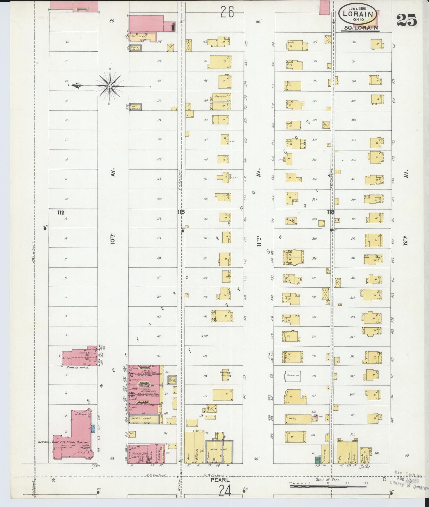 Sanborn Fire Insurance Map from Lorain, Lorain County, Ohio (1905), Sheet #0025 - Historic Sanborn Fire Insurance Map Print, vintage old map wall art, antique decor, genealogy gift, Ohio Ohio map