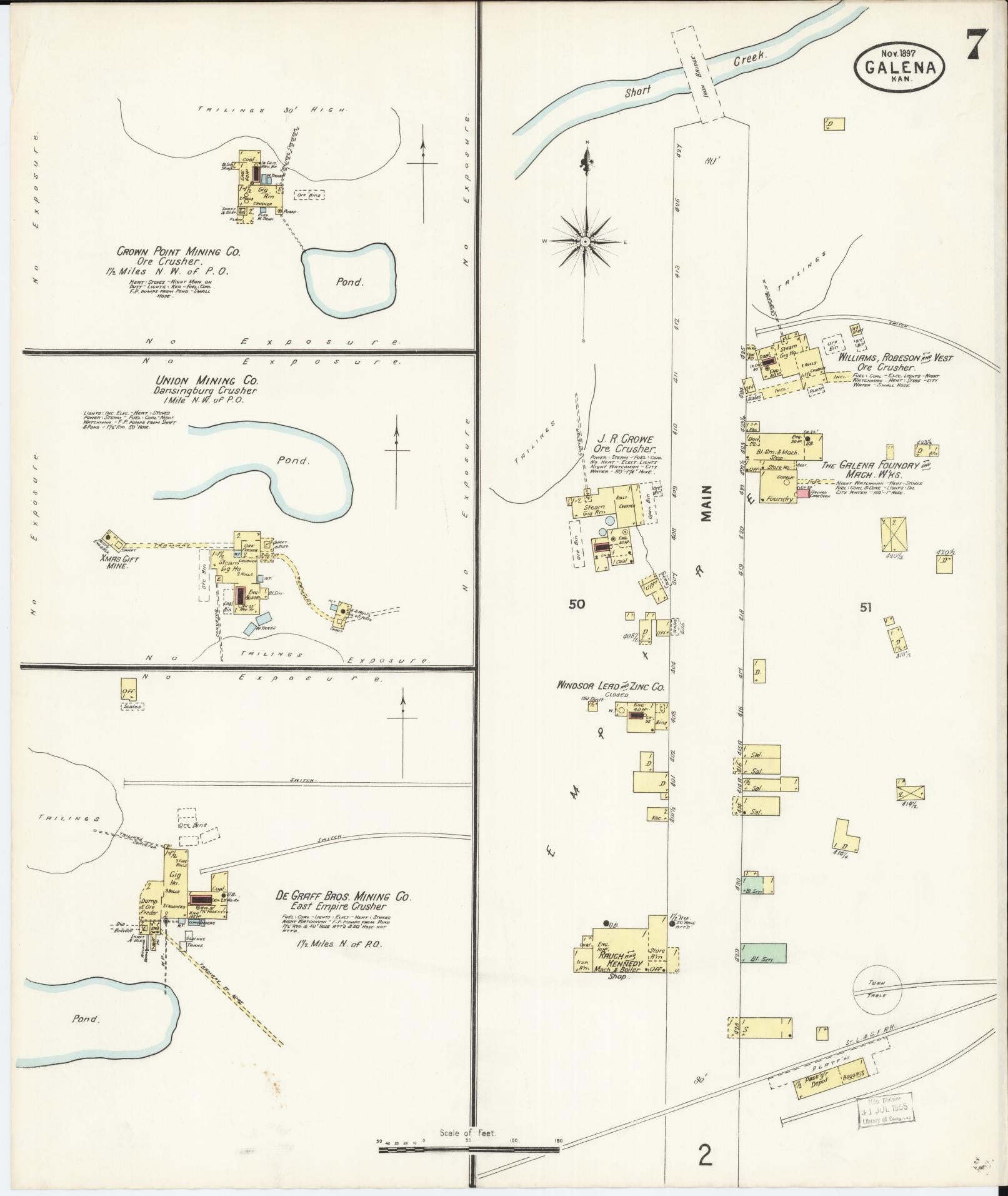 Sanborn Fire Insurance Map from Galena, Cherokee County, Kansas (1897), Sheet #0007 - Complete Map Set gallery image, historic Sanborn map, vintage wall art, Kansas Kansas
