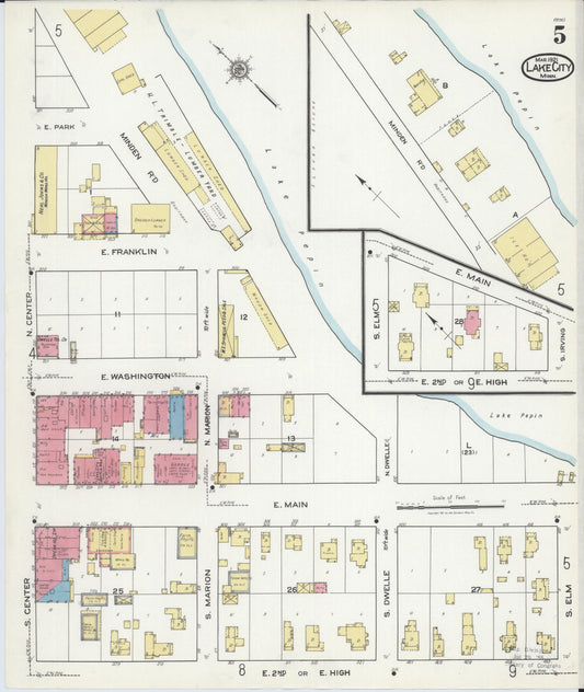 Sanborn Fire Insurance Map from Lake City, Wabasha County, Minnesota (1921), Sheet #0005 - Historic Sanborn Fire Insurance Map Print, vintage old map wall art, antique decor, genealogy gift, Minnesota Minnesota map