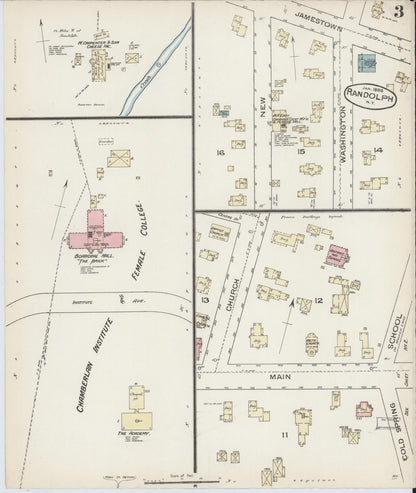 Sanborn Fire Insurance Map from Randolph, Cattaraugus County, New York (1885), Sheet #0003 - Historic Sanborn Fire Insurance Map Print, vintage old map wall art, antique decor, genealogy gift, New York New York map