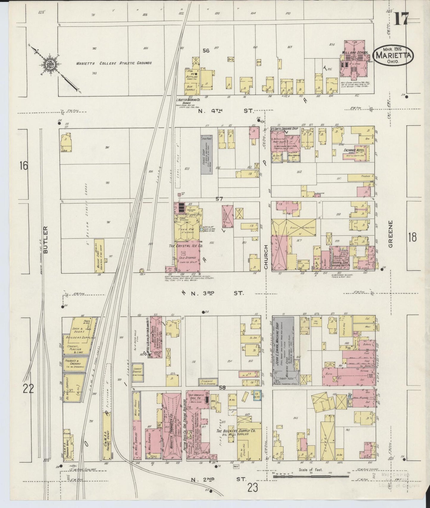 Sanborn Fire Insurance Map from Marietta, Washington County, Ohio (1915), Sheet #0017 - Historic Sanborn Fire Insurance Map Print, vintage old map wall art, antique decor, genealogy gift, Ohio Ohio map