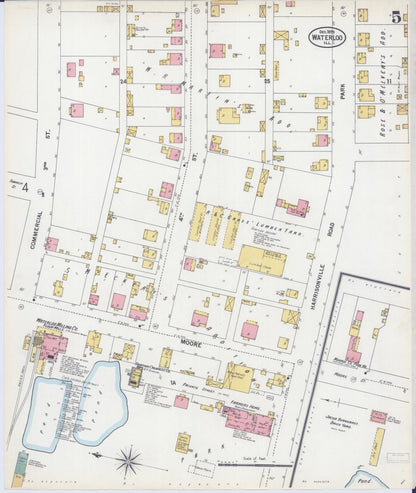 Sanborn Fire Insurance Map from Waterloo, Monroe County, Illinois (1899), Sheet #0005 - Historic Sanborn Fire Insurance Map Print, vintage old map wall art, antique decor, genealogy gift, Illinois Illinois map