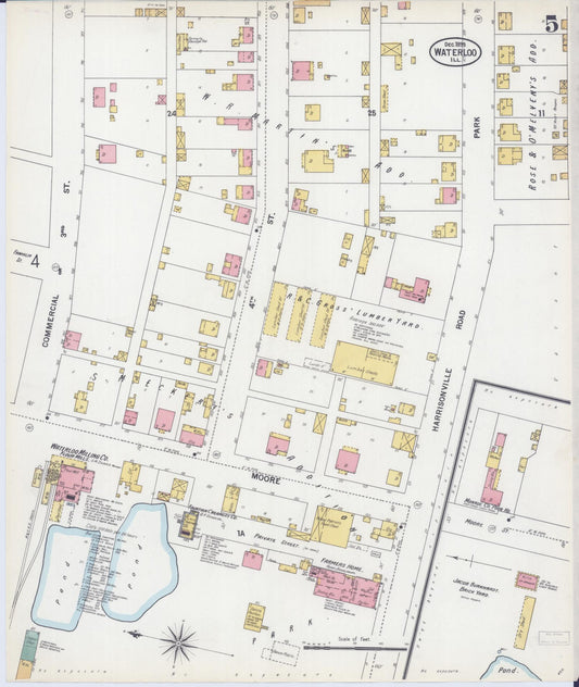 Sanborn Fire Insurance Map from Waterloo, Monroe County, Illinois (1899), Sheet #0005 - Historic Sanborn Fire Insurance Map Print, vintage old map wall art, antique decor, genealogy gift, Illinois Illinois map
