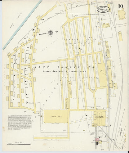 Sanborn Fire Insurance Map from Prescott, Nevada County, Arkansas (1913), Sheet #0010 - Complete Map Set gallery image, historic Sanborn map, vintage wall art, Arkansas Arkansas