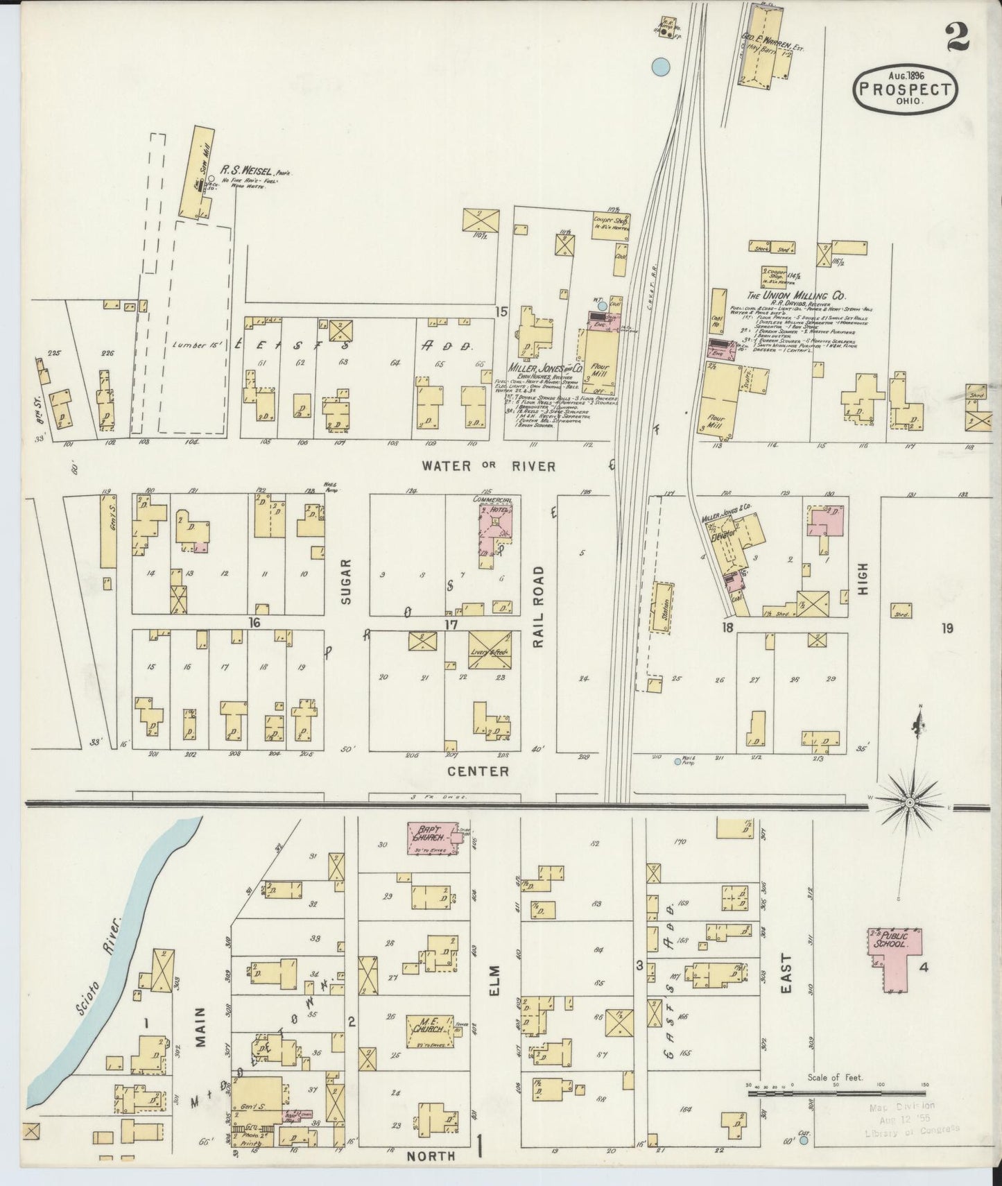 Sanborn Fire Insurance Map from Prospect, Marion County, Ohio (1896), Sheet #0002 - Historic Sanborn Fire Insurance Map Print, vintage old map wall art, antique decor, genealogy gift, Ohio Ohio map