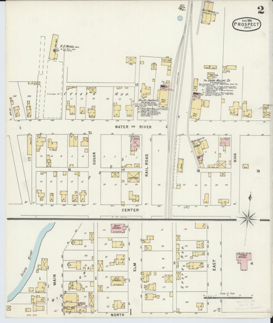 Sanborn Fire Insurance Map from Prospect, Marion County, Ohio (1896), Sheet #0002 - Historic Sanborn Fire Insurance Map Print, vintage old map wall art, antique decor, genealogy gift, Ohio Ohio map