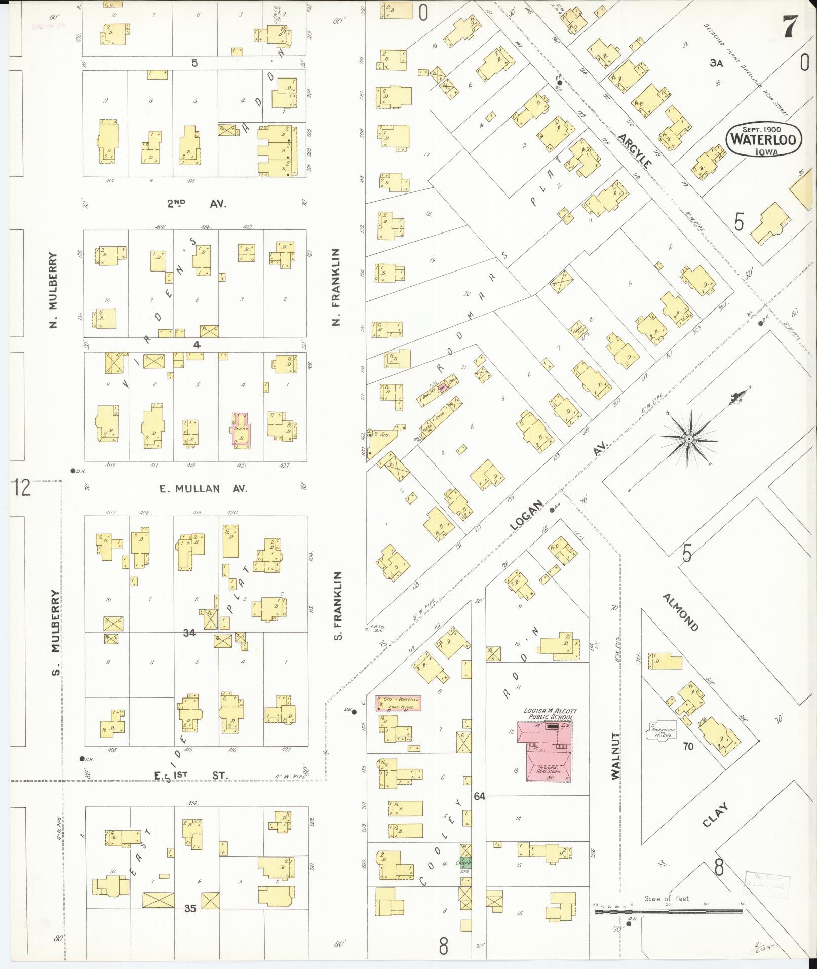 Sanborn Fire Insurance Map from Waterloo, Black Hawk County, Iowa (1900), Sheet #0007 - Historic Sanborn Fire Insurance Map Print