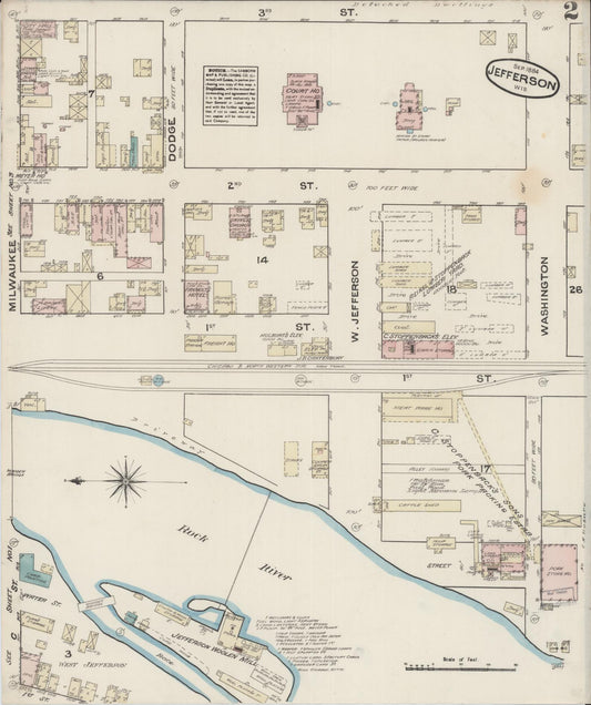 Sanborn Fire Insurance Map from Jefferson, Jefferson County, Wisconsin (1884), Sheet #0002 - Historic Sanborn Fire Insurance Map Print, vintage old map wall art, antique decor, genealogy gift, Wisconsin Wisconsin map