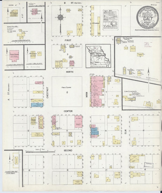 Sanborn Fire Insurance Map from Galt, Grundy County, Missouri (1915), Sheet #0001 - Historic Sanborn Fire Insurance Map Print, vintage old map wall art, antique decor, genealogy gift, Missouri Missouri map