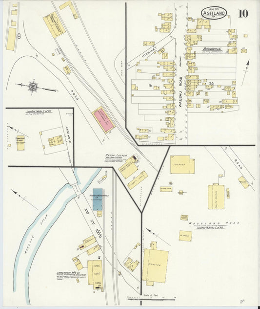 Sanborn Fire Insurance Map from Ashland, Schuylkill County, Pennsylvania (1913), Sheet #0010 - Historic Sanborn Fire Insurance Map Print, vintage old map wall art, antique decor, genealogy gift, Pennsylvania Pennsylvania map