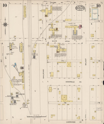 Sanborn Fire Insurance Map from Marlow, Stephens County, Oklahoma (1922), Sheet #0010 - Complete Map Set gallery image, historic Sanborn map, vintage wall art, Oklahoma Oklahoma