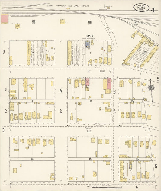 Sanborn Fire Insurance Map from Havre, Hill County, Montana (1910), Sheet #0004 - Historic Sanborn Fire Insurance Map Print, vintage old map wall art, antique decor, genealogy gift, Montana Montana map