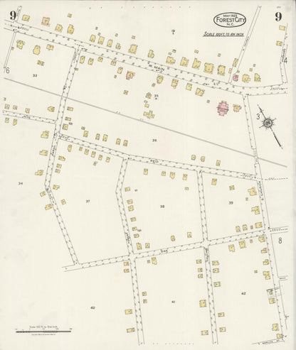 Sanborn Fire Insurance Map from Forest City, Rutherford County, North Carolina (1925), Sheet #0009 - Complete Map Set gallery image, historic Sanborn map, vintage wall art, North Carolina North Carolina