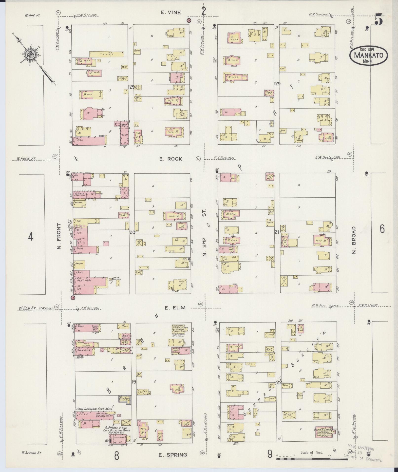 Sanborn Fire Insurance Map from Mankato, Blue Earth County, Minnesota (1914), Sheet #0005 - Complete Map Set gallery image, historic Sanborn map, vintage wall art, Minnesota Minnesota