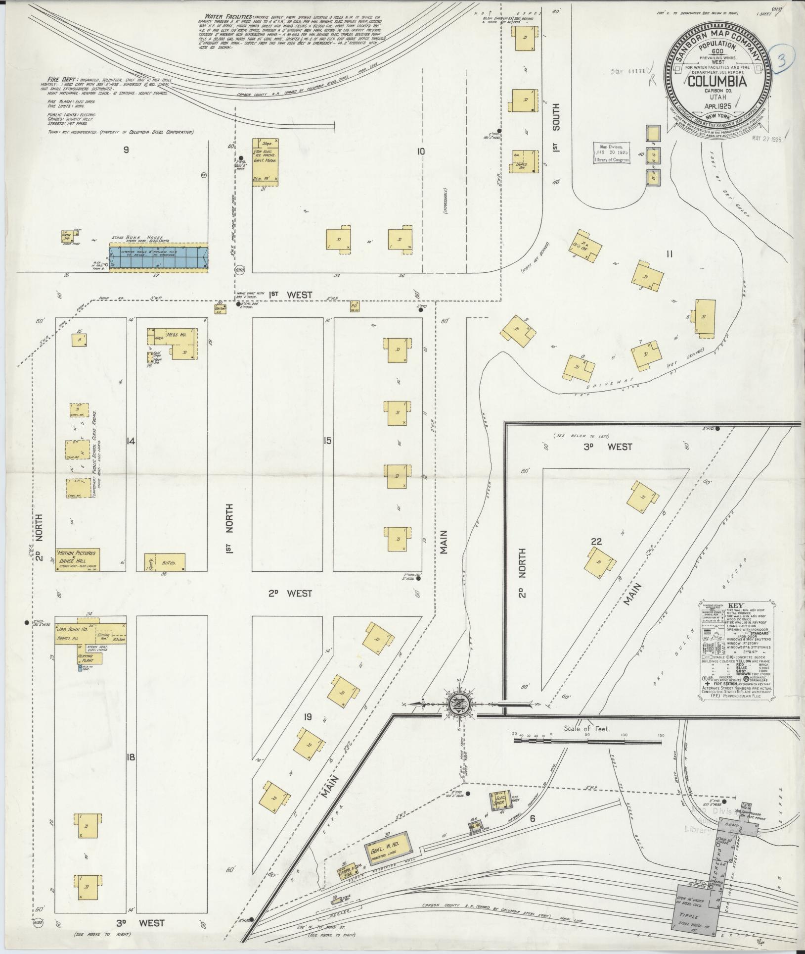 Sanborn Fire Insurance Map from Columbia, Carbon County, Utah. (1925) – Historic Sanborn Fire Insurance Map Print