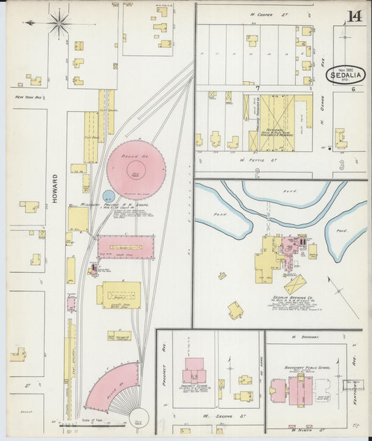 Sanborn Fire Insurance Map from Sedalia, Pettis County, Missouri (1892), Sheet #0014 - Historic Sanborn Fire Insurance Map Print, vintage old map wall art, antique decor, genealogy gift, Missouri Missouri map