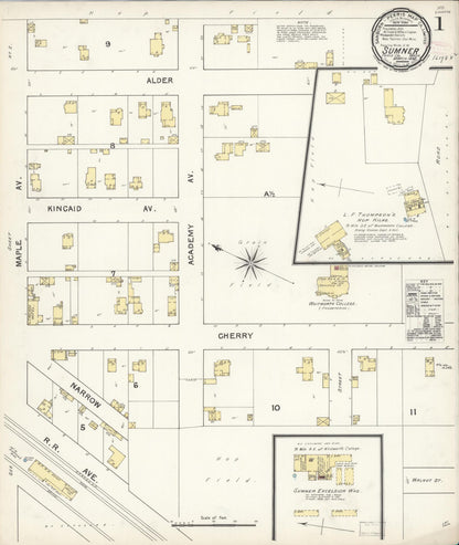 Sanborn Fire Insurance Map from Sumner, Pierce County, Washington (1892), Sheet #0001 - Complete Map Set gallery image, historic Sanborn map, vintage wall art, Washington Washington