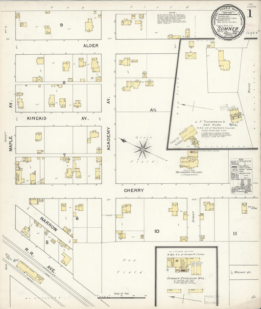 Sanborn Fire Insurance Map from Sumner, Pierce County, Washington (1892), Sheet #0001 - Complete Map Set gallery image, historic Sanborn map, vintage wall art, Washington Washington