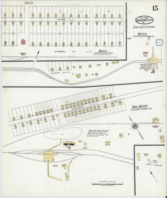 Sanborn Fire Insurance Map from Mahanoy City, Schuylkill County, Pennsylvania (1920), Sheet #0015 - Historic Sanborn Fire Insurance Map Print, vintage old map wall art, antique decor, genealogy gift, Pennsylvania Pennsylvania map