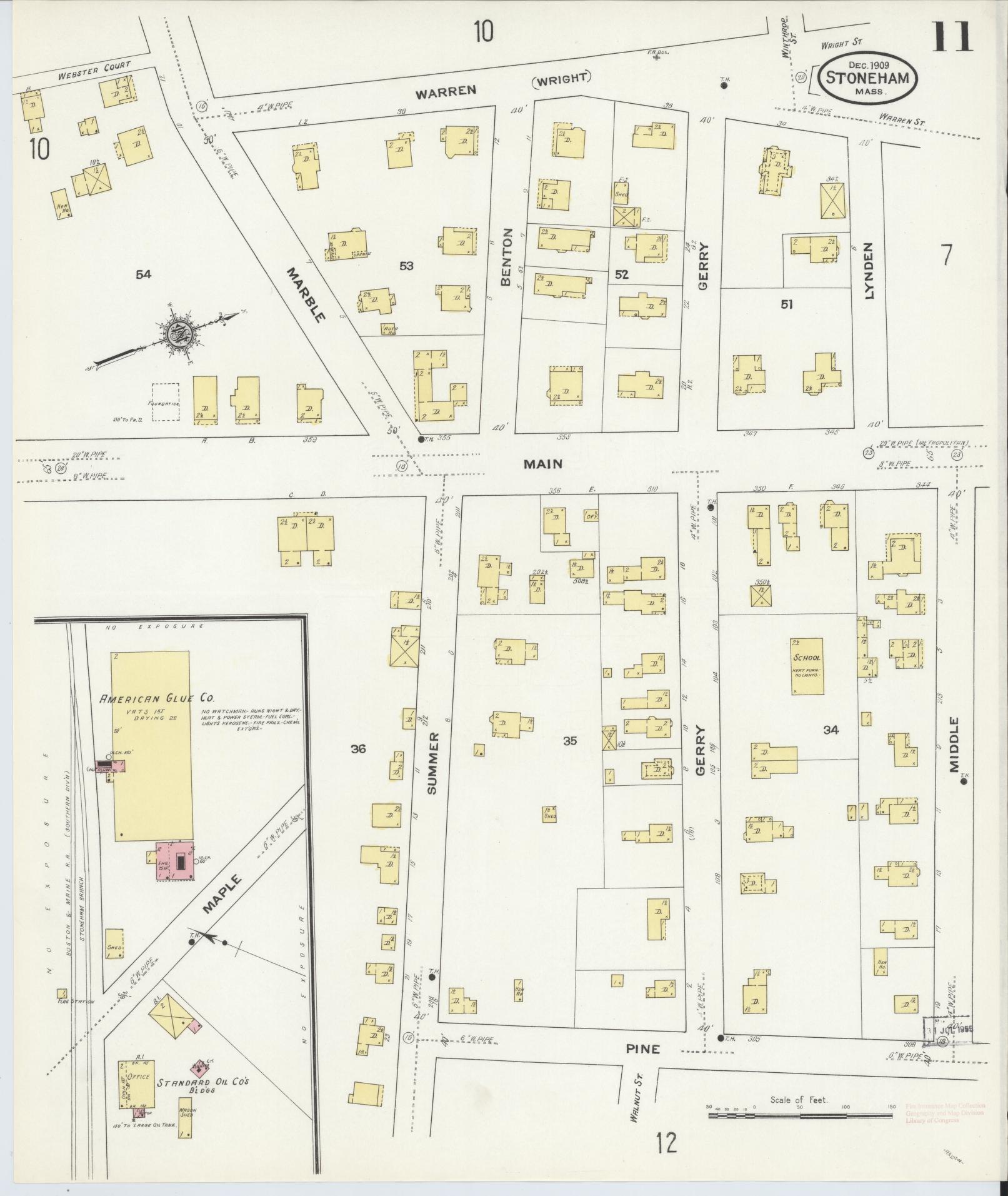 Sanborn Fire Insurance Map from Stoneham, Middlesex County, Massachusetts (1909), Sheet #0011 - Complete Map Set gallery image, historic Sanborn map, vintage wall art, Massachusetts Massachusetts