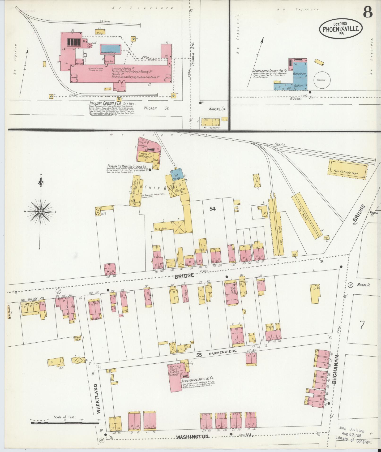 Sanborn Fire Insurance Map from Phoenixville, Chester County, Pennsylvania (1900), Sheet #0008 - Complete Map Set gallery image, historic Sanborn map, vintage wall art, Pennsylvania Pennsylvania