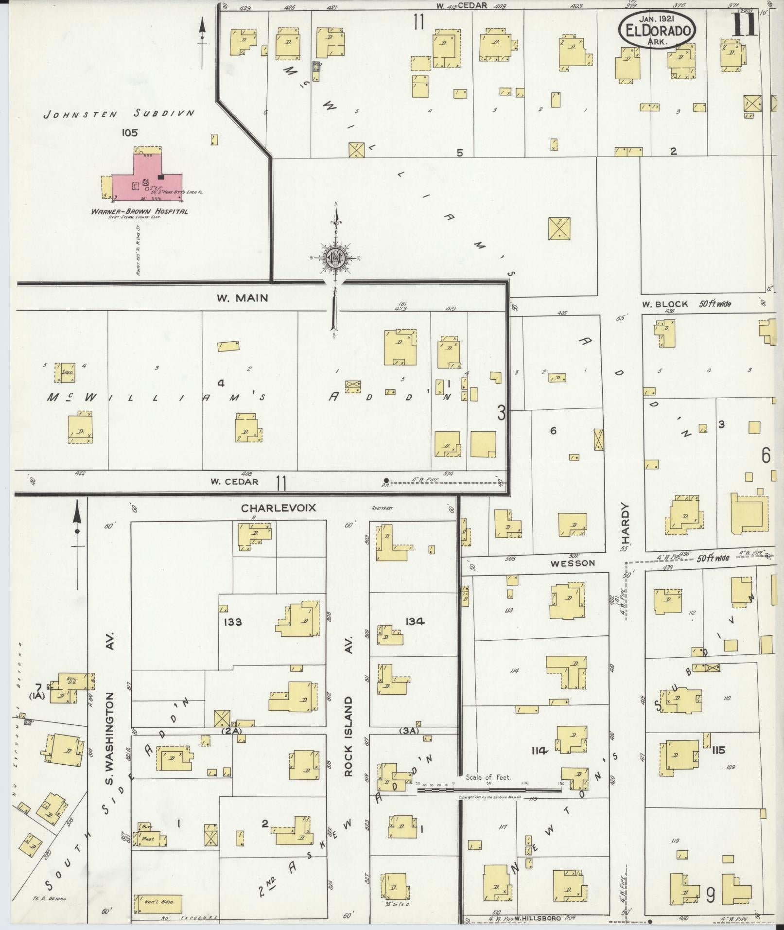 Sanborn Fire Insurance Map from El Dorado, Union County, Arkansas (1921), Sheet #0011 - Historic Sanborn Fire Insurance Map Print, vintage old map wall art, antique decor, genealogy gift, Arkansas Arkansas map