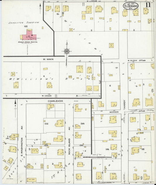 Sanborn Fire Insurance Map from El Dorado, Union County, Arkansas (1921), Sheet #0011 - Historic Sanborn Fire Insurance Map Print, vintage old map wall art, antique decor, genealogy gift, Arkansas Arkansas map