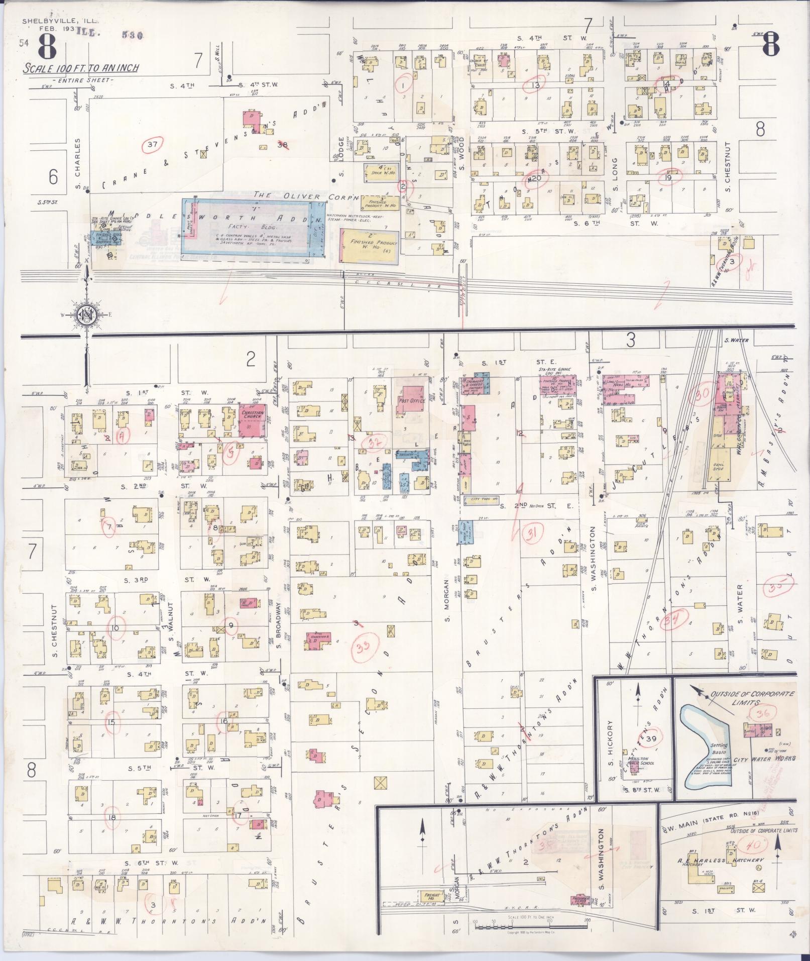Sanborn Fire Insurance Map from Shelbyville, Shelby County, Illinois (1941), Sheet #0008 - Complete Map Set gallery image, historic Sanborn map, vintage wall art, Illinois Illinois