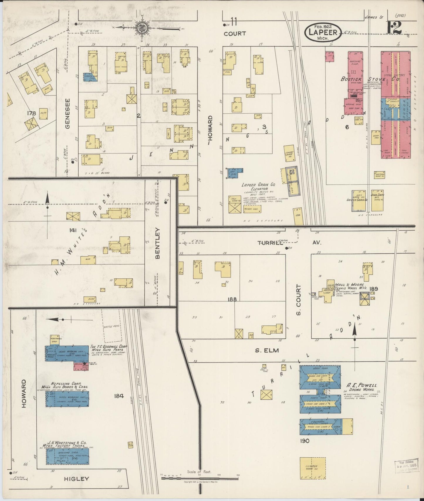 Sanborn Fire Insurance Map from Lapeer, Lapeer County, Michigan (1922), Sheet #0012 - Complete Map Set gallery image, historic Sanborn map, vintage wall art, Michigan Michigan