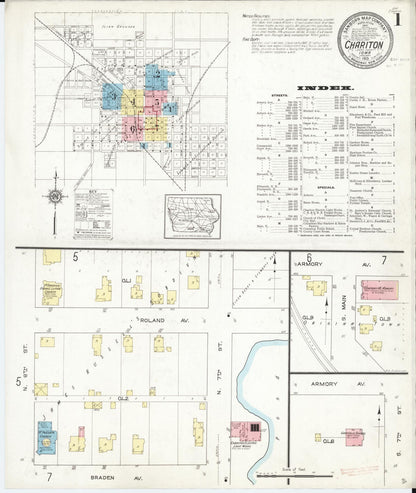 Sanborn Fire Insurance Map from Chariton, Lucas County, Iowa (1913), Sheet #0001 - Historic Sanborn Fire Insurance Map Print