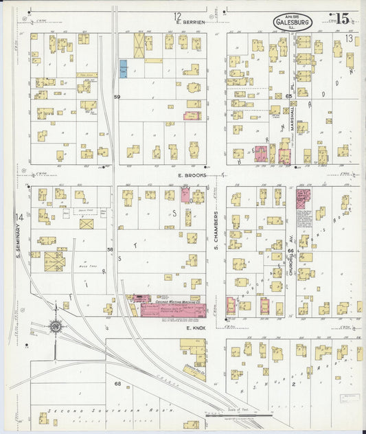 Sanborn Fire Insurance Map from Galesburg, Knox County, Illinois (1918), Sheet #0015 - Historic Sanborn Fire Insurance Map Print, vintage old map wall art, antique decor, genealogy gift, Illinois Illinois map