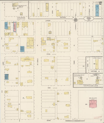 Sanborn Fire Insurance Map from Terry, Prairie County, Montana (1916), Sheet #0002 - Complete Map Set gallery image, historic Sanborn map, vintage wall art, Montana Montana