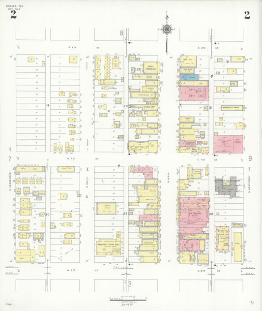 Sanborn Fire Insurance Map from Borger, Hutchinson County, Texas (1940), Sheet #0002 - Historic Sanborn Fire Insurance Map Print, vintage old map wall art, antique decor, genealogy gift, Texas Texas map