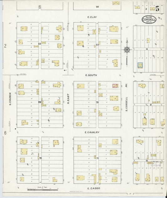 Sanborn Fire Insurance Map from Cordell, Washita County, Oklahoma (1916), Sheet #0005 - Historic Sanborn Fire Insurance Map Print, vintage old map wall art, antique decor, genealogy gift, Oklahoma Oklahoma map
