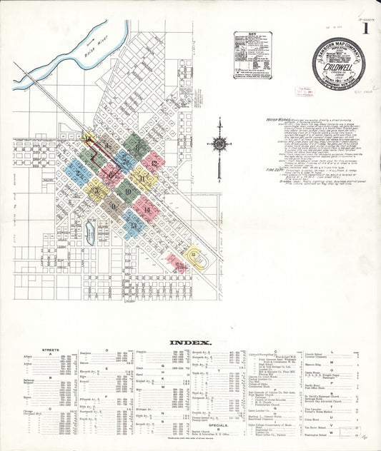 Sanborn Fire Insurance Map from Caldwell, Canyon County, Idaho. (1911) – Historic Sanborn Fire Insurance Map Print