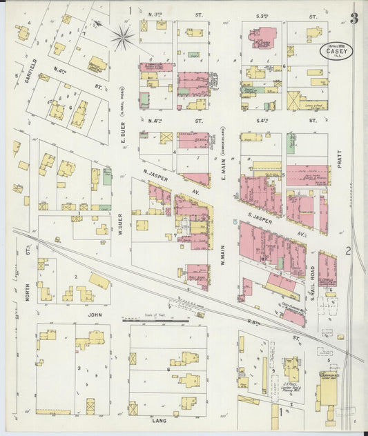 Sanborn Fire Insurance Map from Casey, Clark County, Illinois (1898), Sheet #0003 - Historic Sanborn Fire Insurance Map Print, vintage old map wall art, antique decor, genealogy gift, Illinois Illinois map