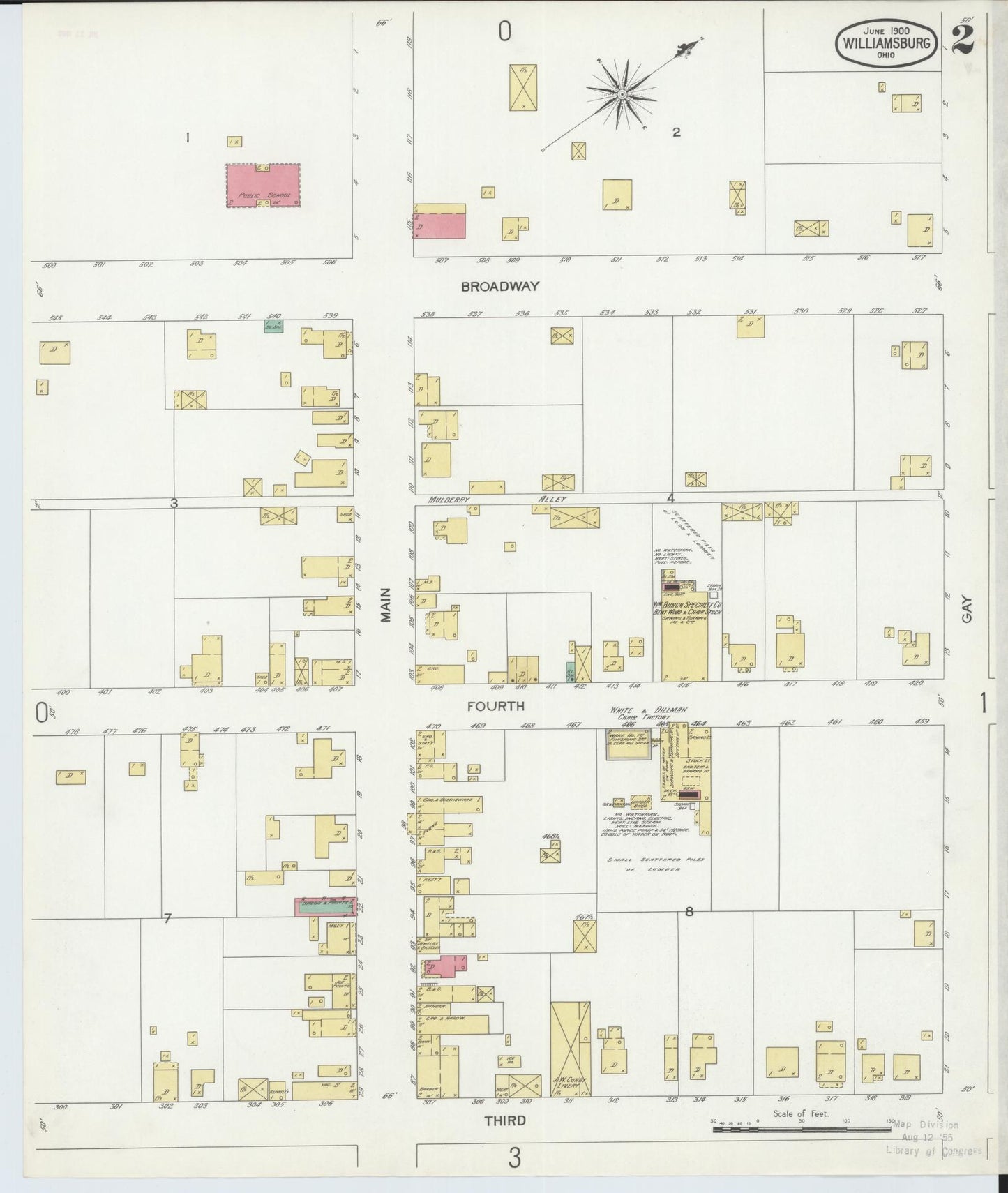 Sanborn Fire Insurance Map from Williamsburg, Clermont County, Ohio (1900), Sheet #0002 - Complete Map Set gallery image, historic Sanborn map, vintage wall art, Ohio Ohio