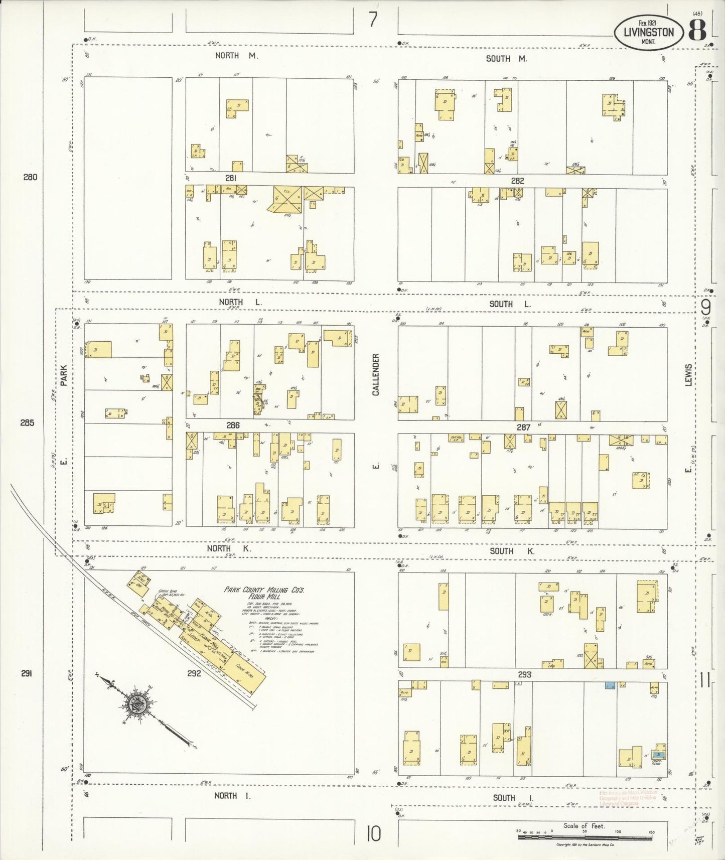 Sanborn Fire Insurance Map from Livingston, Park County, Montana (1921), Sheet #0008 - Complete Map Set gallery image, historic Sanborn map, vintage wall art, Montana Montana