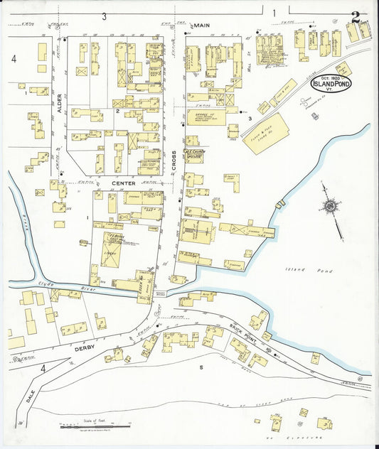 Sanborn Fire Insurance Map from Island Pond, Essex County, Vermont (1920), Sheet #0002 - Historic Sanborn Fire Insurance Map Print, vintage old map wall art, antique decor, genealogy gift, Vermont Vermont map