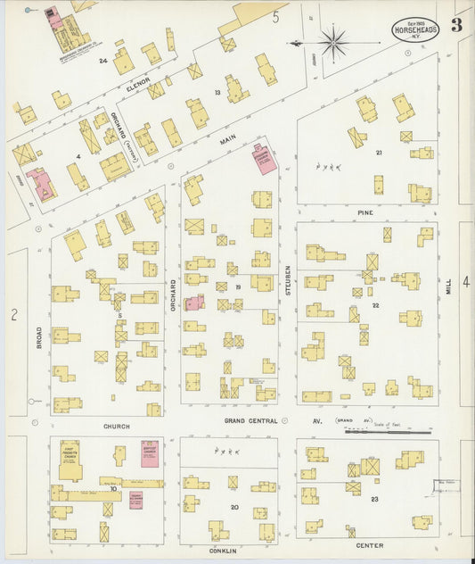 Sanborn Fire Insurance Map from Horseheads, Chemung County, New York (1903), Sheet #0003 - Historic Sanborn Fire Insurance Map Print, vintage old map wall art, antique decor, genealogy gift, New York New York map