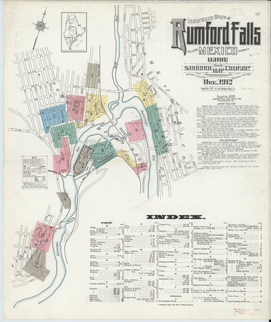 Sanborn Fire Insurance Map from Rumford Falls, Oxford County, Maine. (1912) – Historic Sanborn Fire Insurance Map Print
