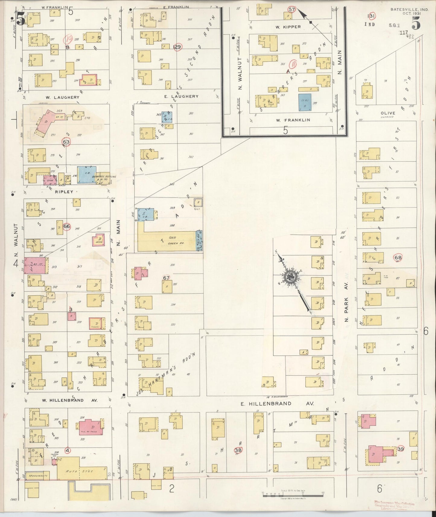 Sanborn Fire Insurance Map from Batesville, Ripley County, Indiana (1948), Sheet #0005 - Complete Map Set gallery image, historic Sanborn map, vintage wall art, Indiana Indiana