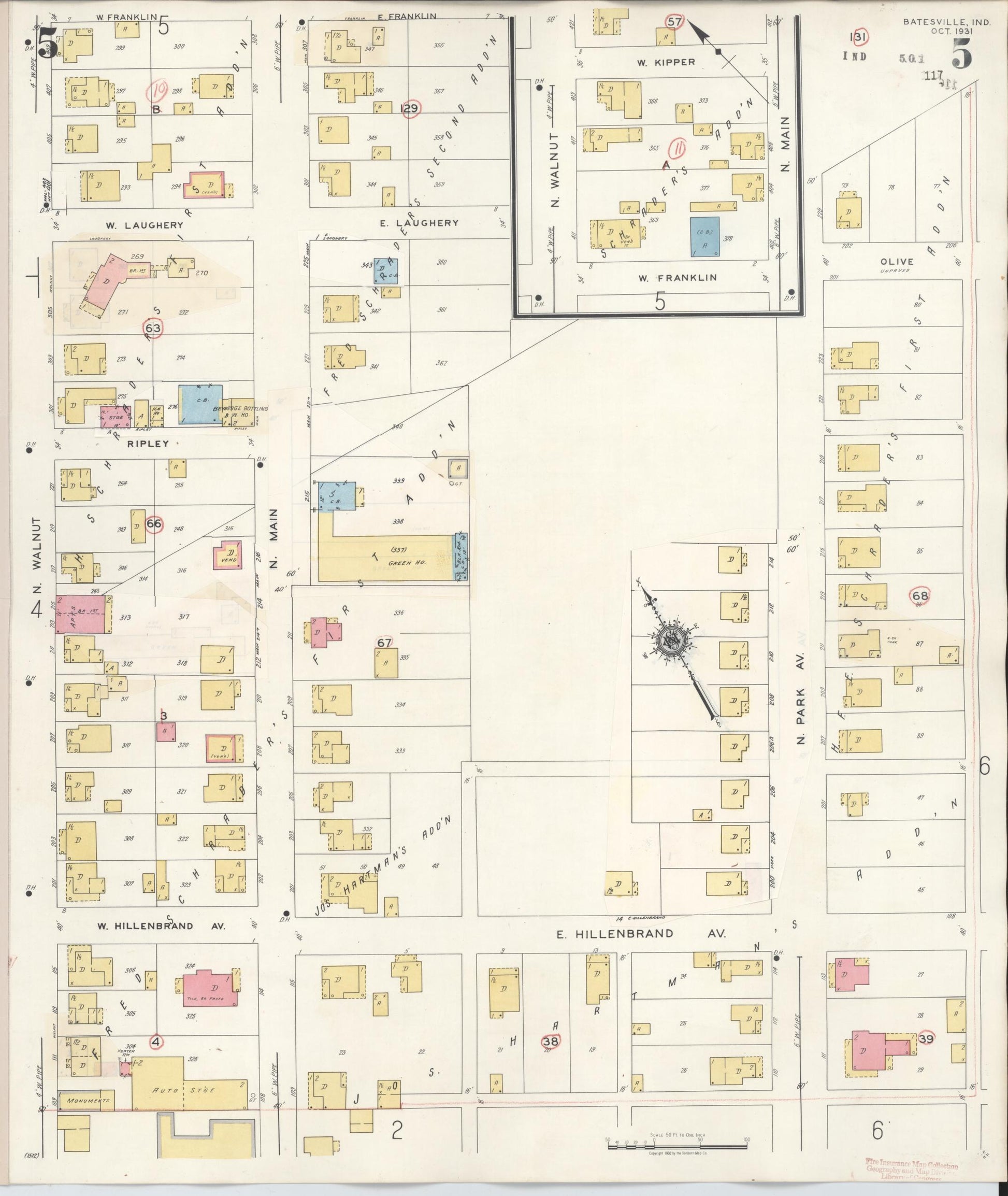 Sanborn Fire Insurance Map from Batesville, Ripley County, Indiana (1948), Sheet #0005 - Complete Map Set gallery image, historic Sanborn map, vintage wall art, Indiana Indiana