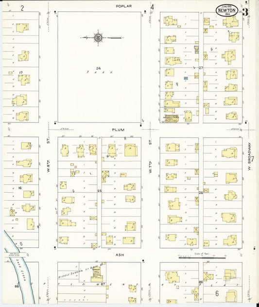Sanborn Fire Insurance Map from Newton, Harvey County, Kansas (1915), Sheet #0003 - Historic Sanborn Fire Insurance Map Print, vintage old map wall art, antique decor, genealogy gift, Kansas Kansas map