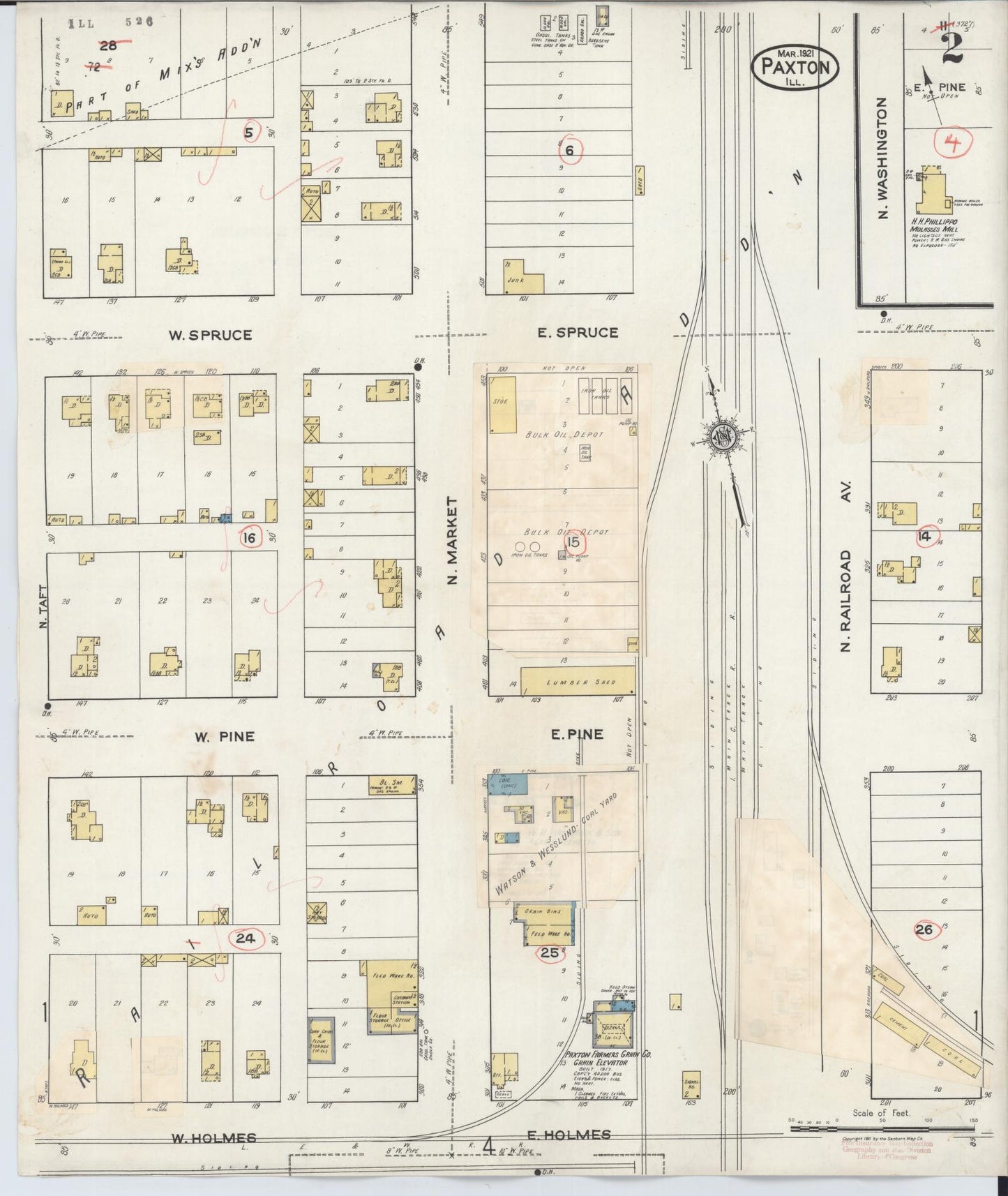 Sanborn Fire Insurance Map from Paxton, Ford County, Illinois (1932), Sheet #0002 - Complete Map Set gallery image, historic Sanborn map, vintage wall art, Illinois Illinois